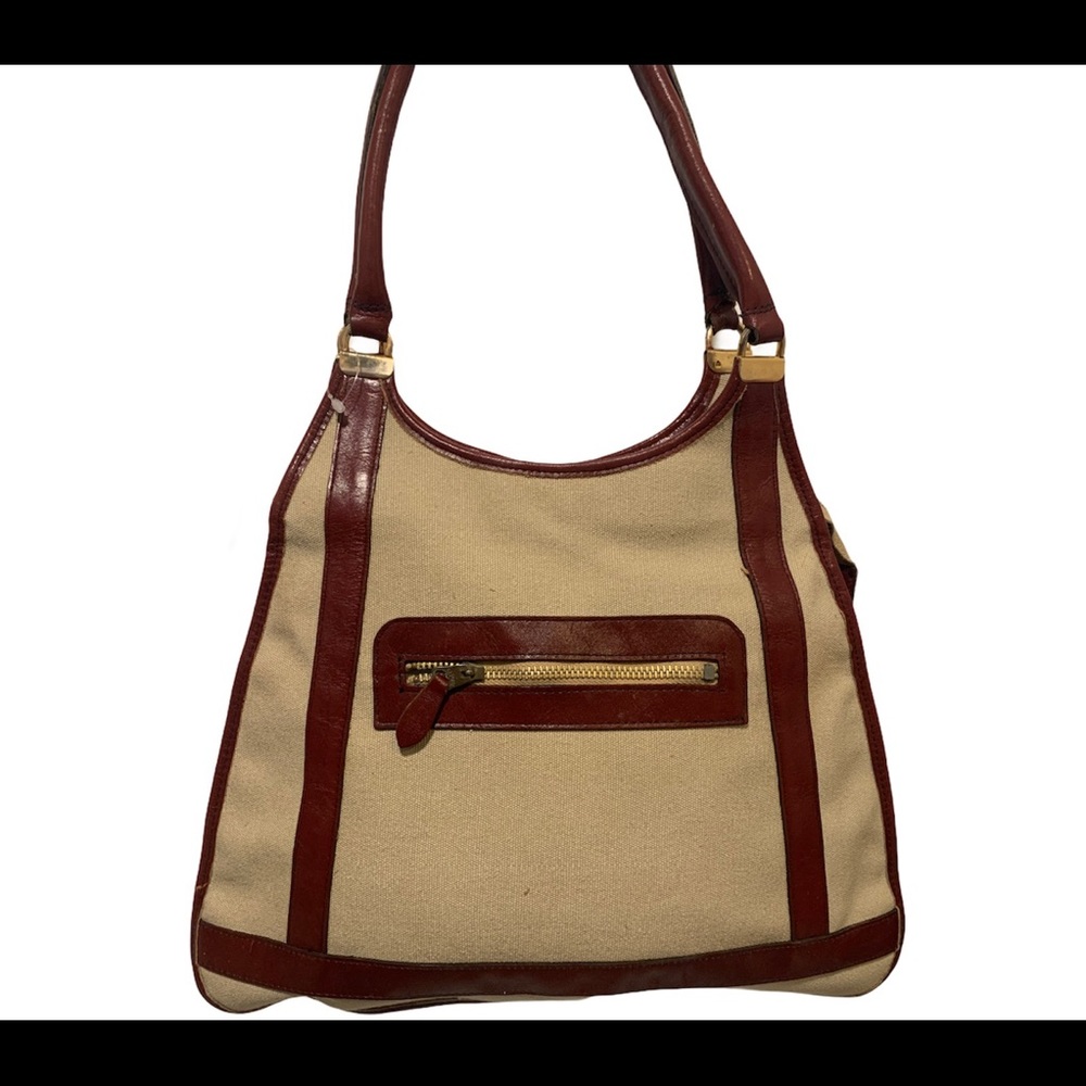 Vintage canvas and leather purse